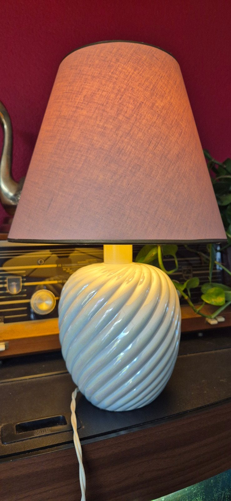 Vintage Art Deco Tafellamp met Parelmoer Swirl Design, Antiek en Kunst, Ophalen of Verzenden