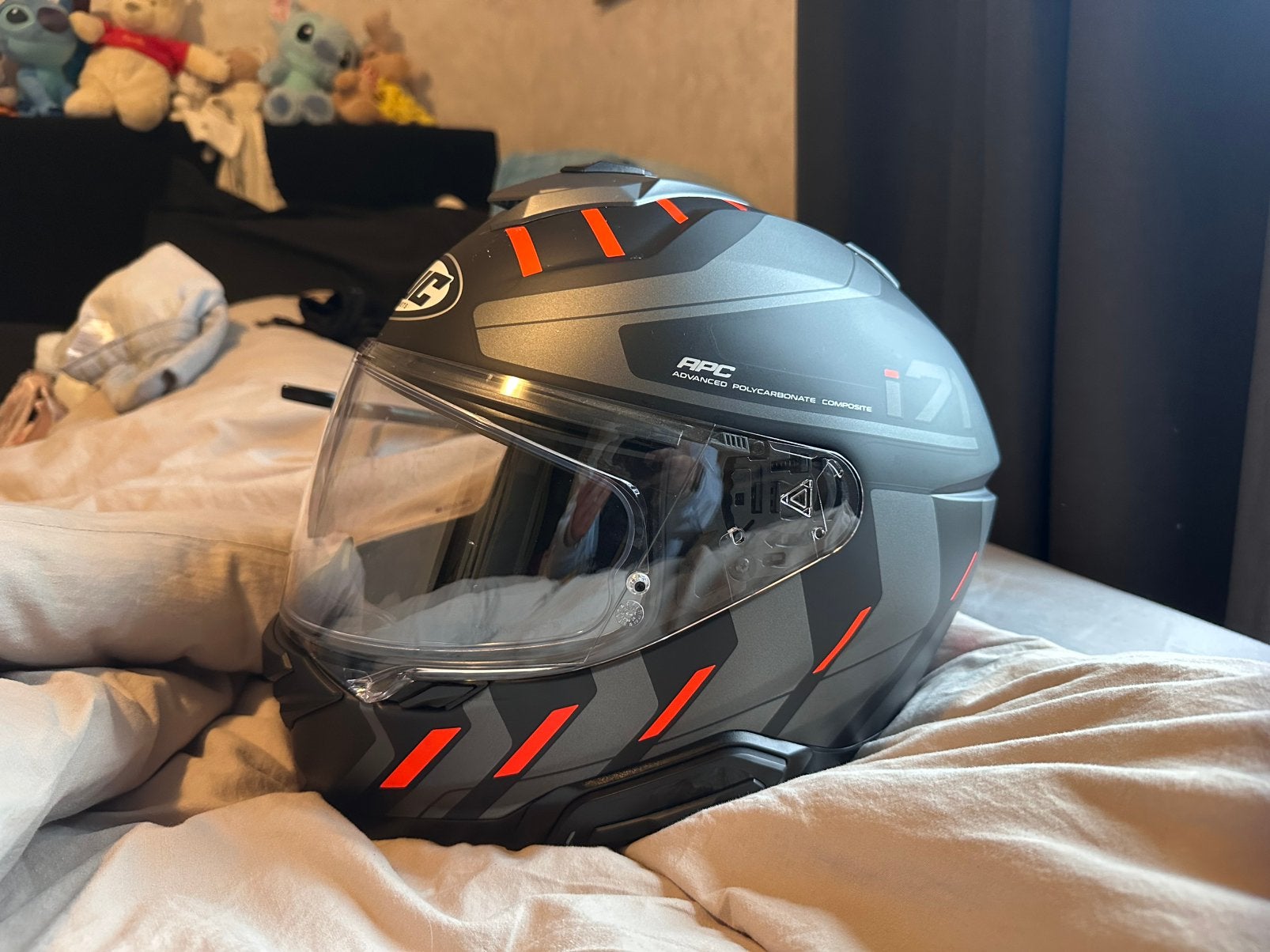 HJC i71 Simo Mat Zwart - Oranje maat M, Ophalen of Verzenden, Tweedehands, Integraalhelm, HJC