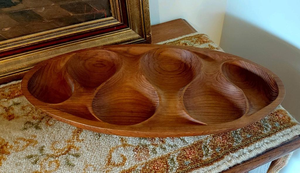 Prachtige vintage scandinavische houten hapjesschaal, Ophalen of Verzenden