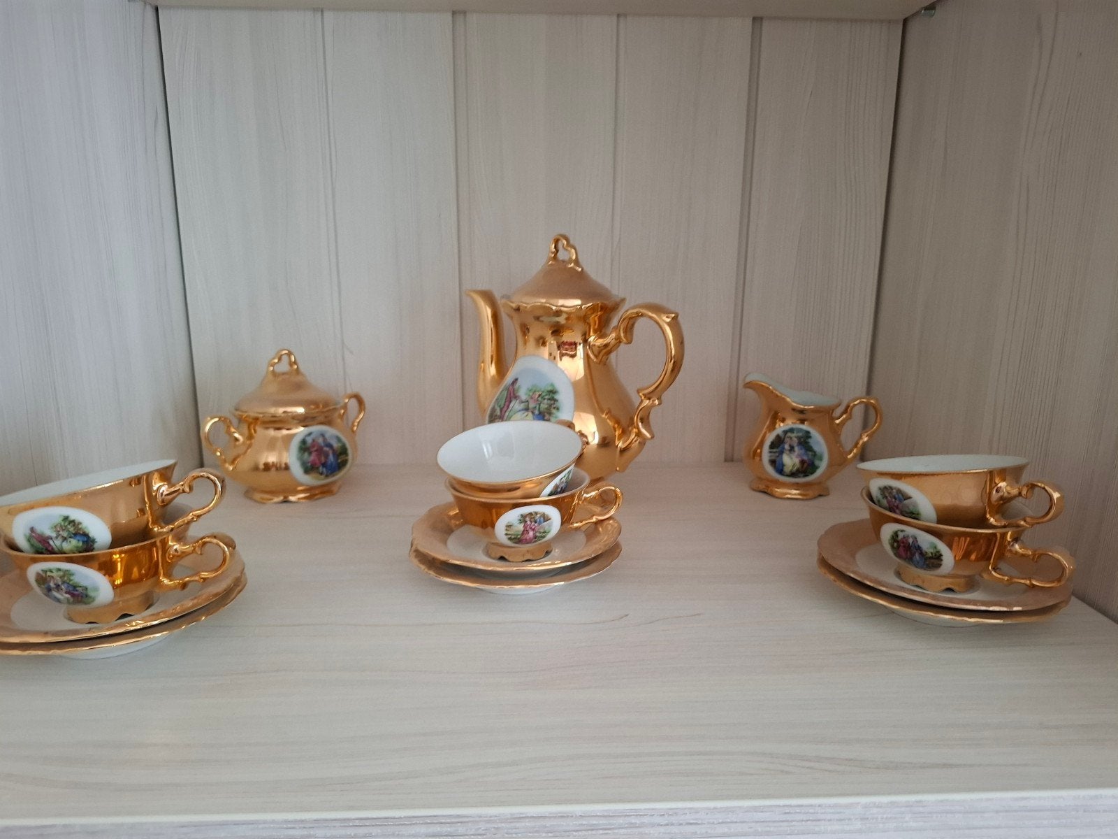 Vintage Bavaria Waldershof 22 Karaat Gouden Theeservies, Antiek en Kunst, Ophalen