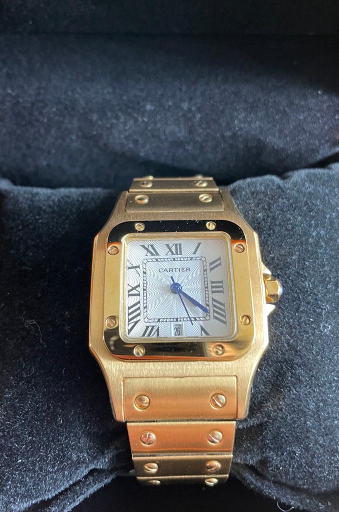 Cartier Santos Goud, Sieraden, Tassen en Uiterlijk, Horloges | Dames, Ophalen of Verzenden, Zo goed als nieuw, Staal, Overige merken