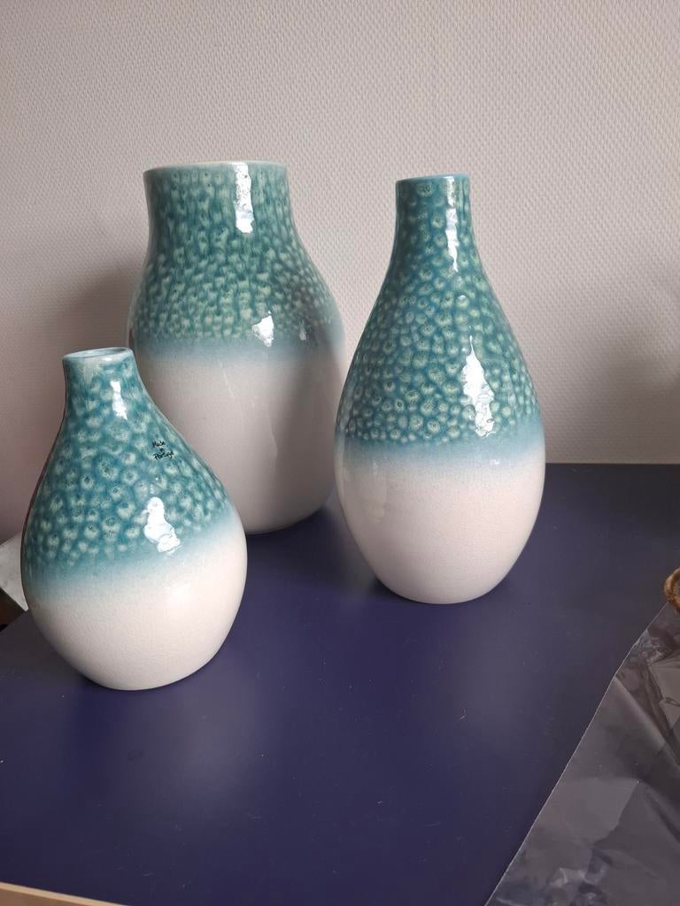 Set van 3 Portugese vazen - turquoise en wit, Ophalen