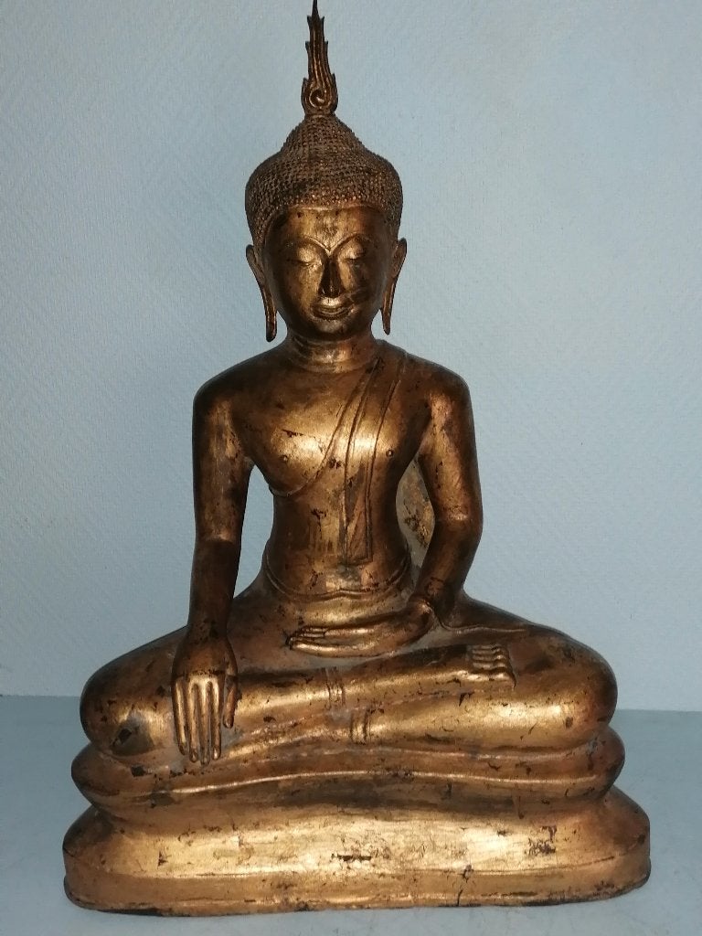 grote antiek vergulde bronze u-thong styl buddha, Ophalen