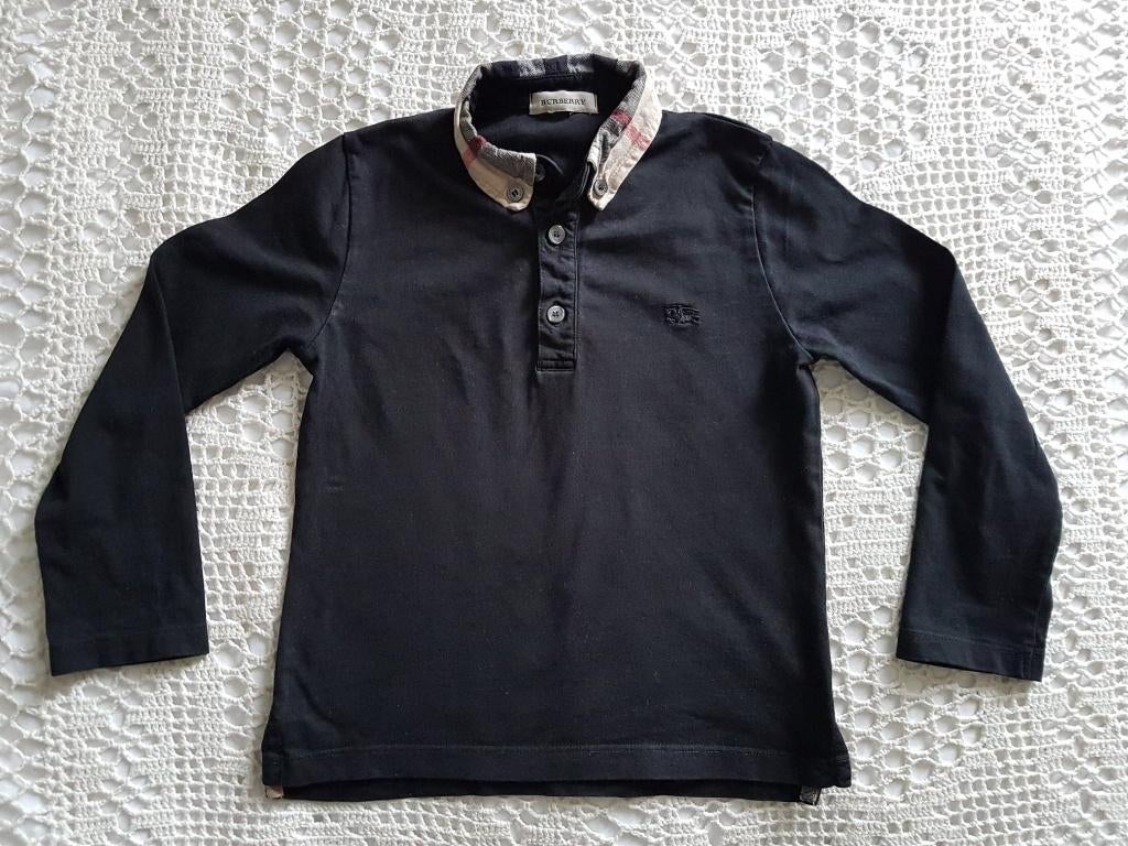 Burberry polo zwart 104, Ophalen of Verzenden, Zo goed als nieuw, Jongen of Meisje, Shirt of Longsleeve