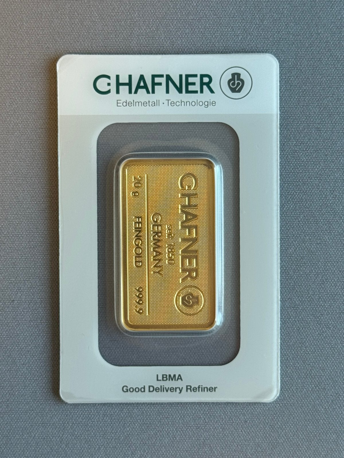 20 gram C Hafner goudbaar, Postzegels en Munten, Ophalen, Goud