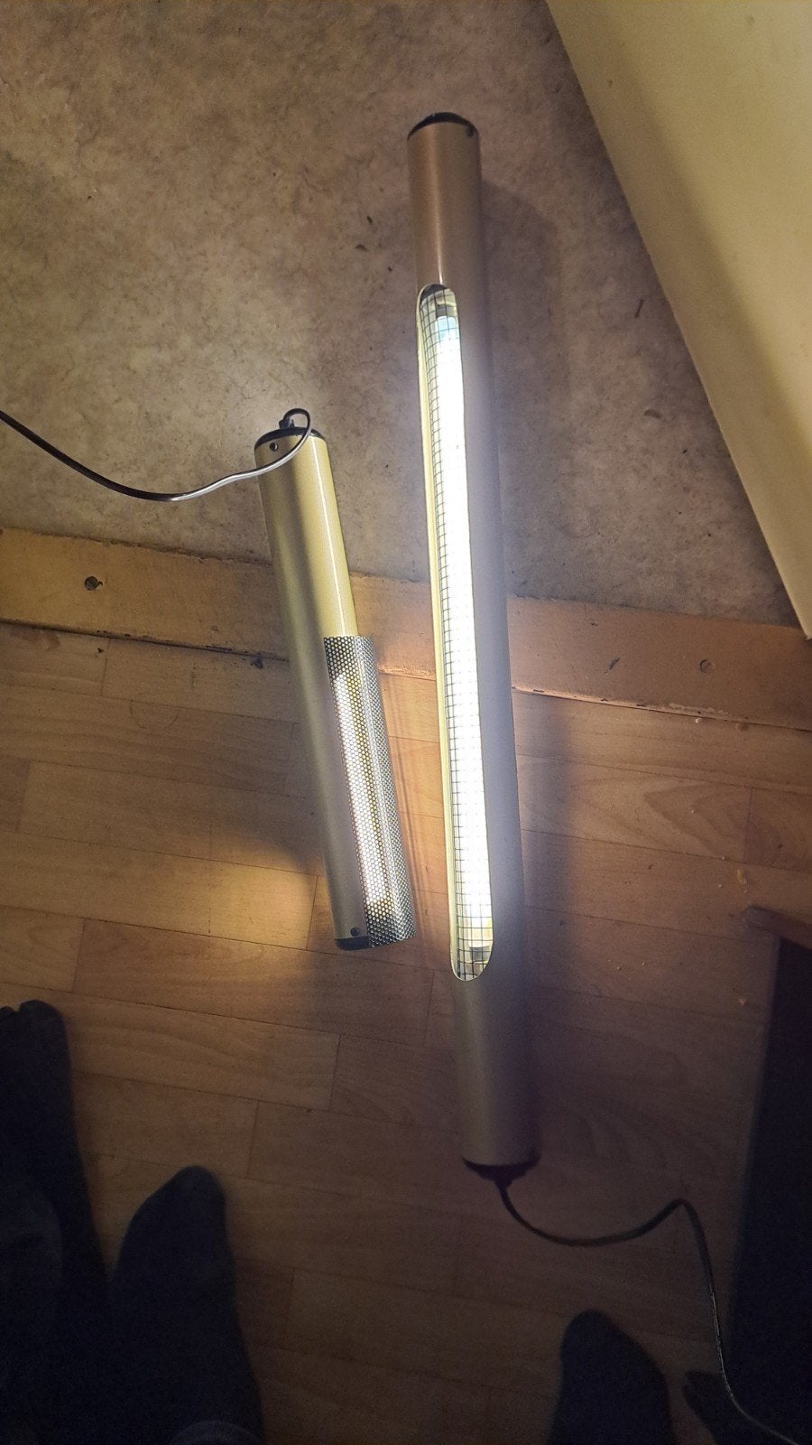 Buisverlichting - Set van 2 buislampen, Metaal, Gebruikt, Ophalen of Verzenden, Goud