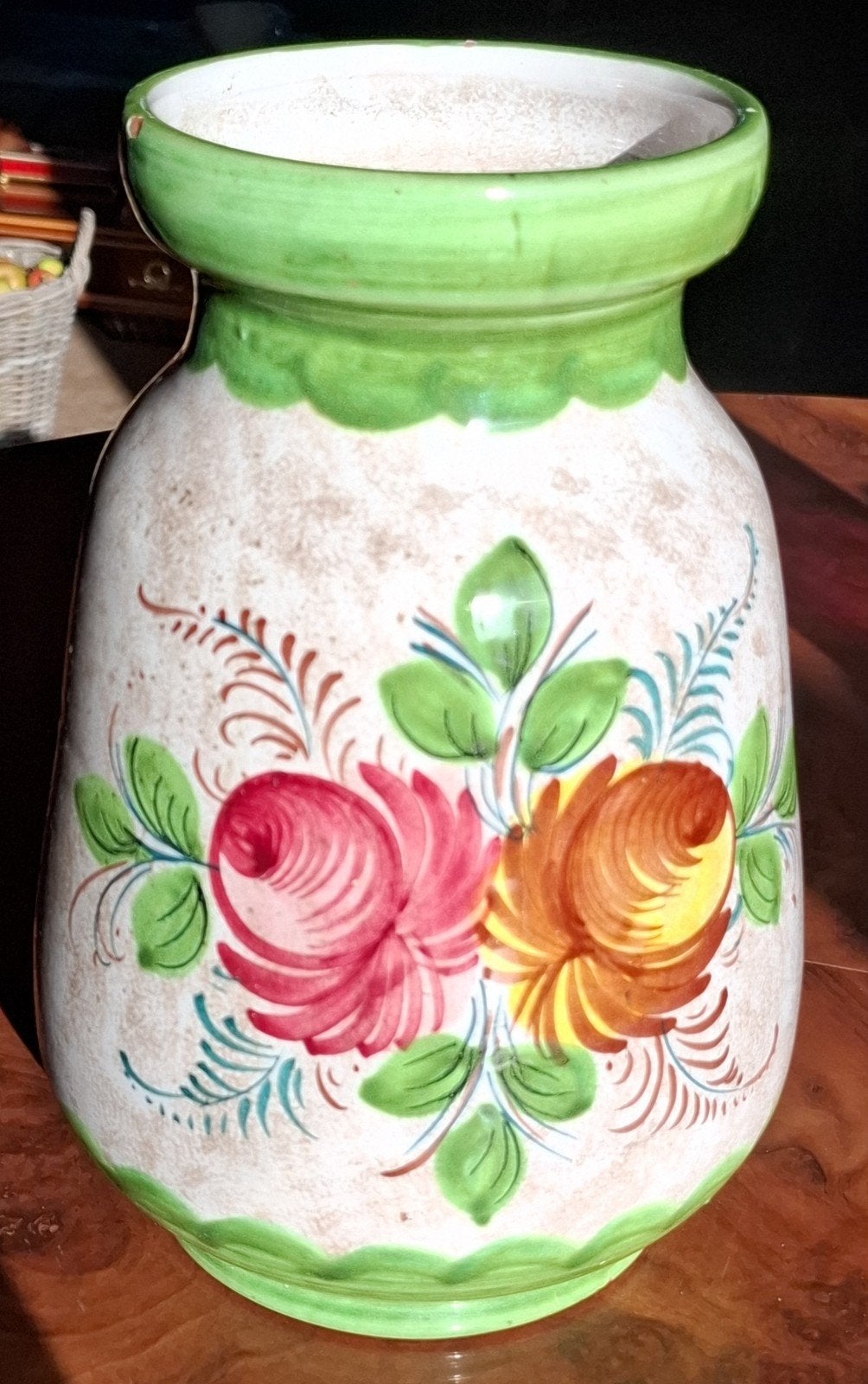 Mid-Century Italiaanse Majolica Vaas - Handbeschilder, Ophalen of Verzenden