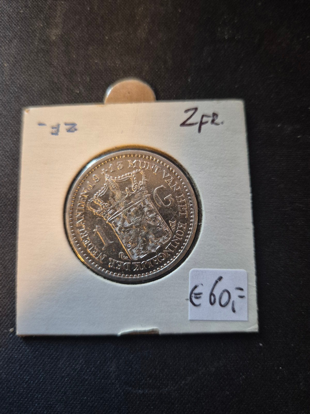 1 gukden 1913 zfr, Postzegels en Munten, 1 gulden, Zilver, Ophalen of Verzenden, Koningin Wilhelmina