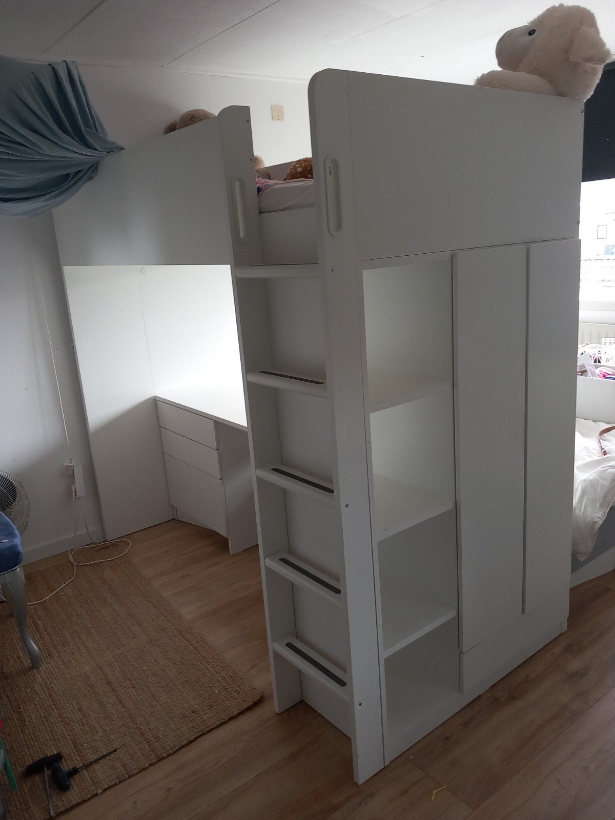 IKEA Hoogslaper met bureau en kasten - Zo goed als nieuw, Ophalen, Gebruikt, Eenpersoons