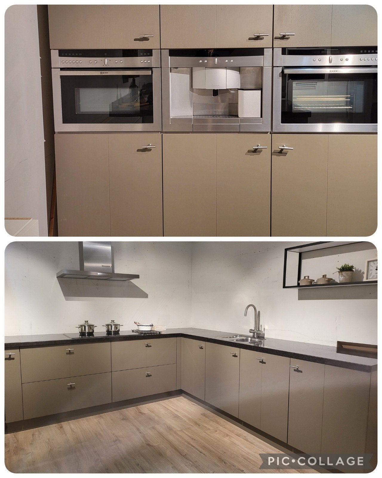Schitterende taupe kleur keuken met NEFF/MIELE apparatuur, Huis en Inrichting, Ophalen, Overige kleuren, Graniet of Steen, Hoekkeuken