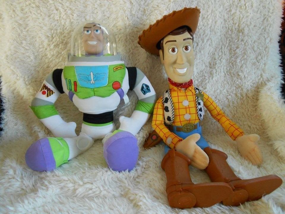 Vintage Disney Toy Story poppen Buzz Lightyear & Woody, Ophalen of Verzenden, Overige figuren, Zo goed als nieuw, Knuffel