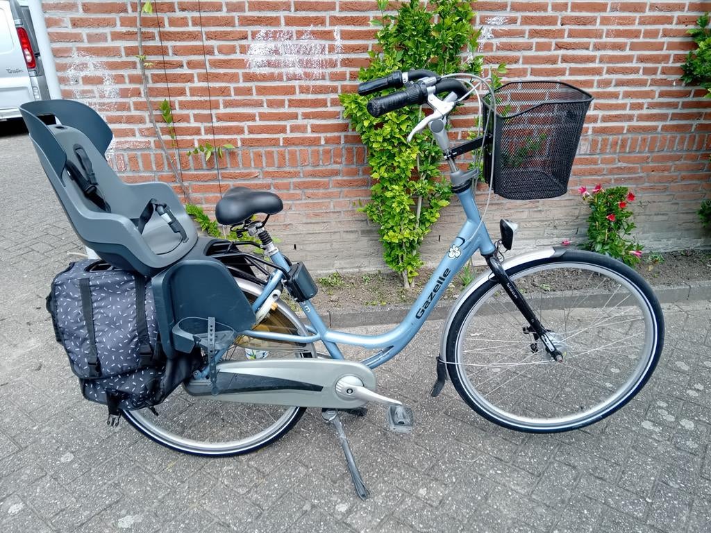 Gazelle damesfiets met kinderzitje en fietstassen, Ophalen, Velgrem, 50 tot 53 cm, Gazelle