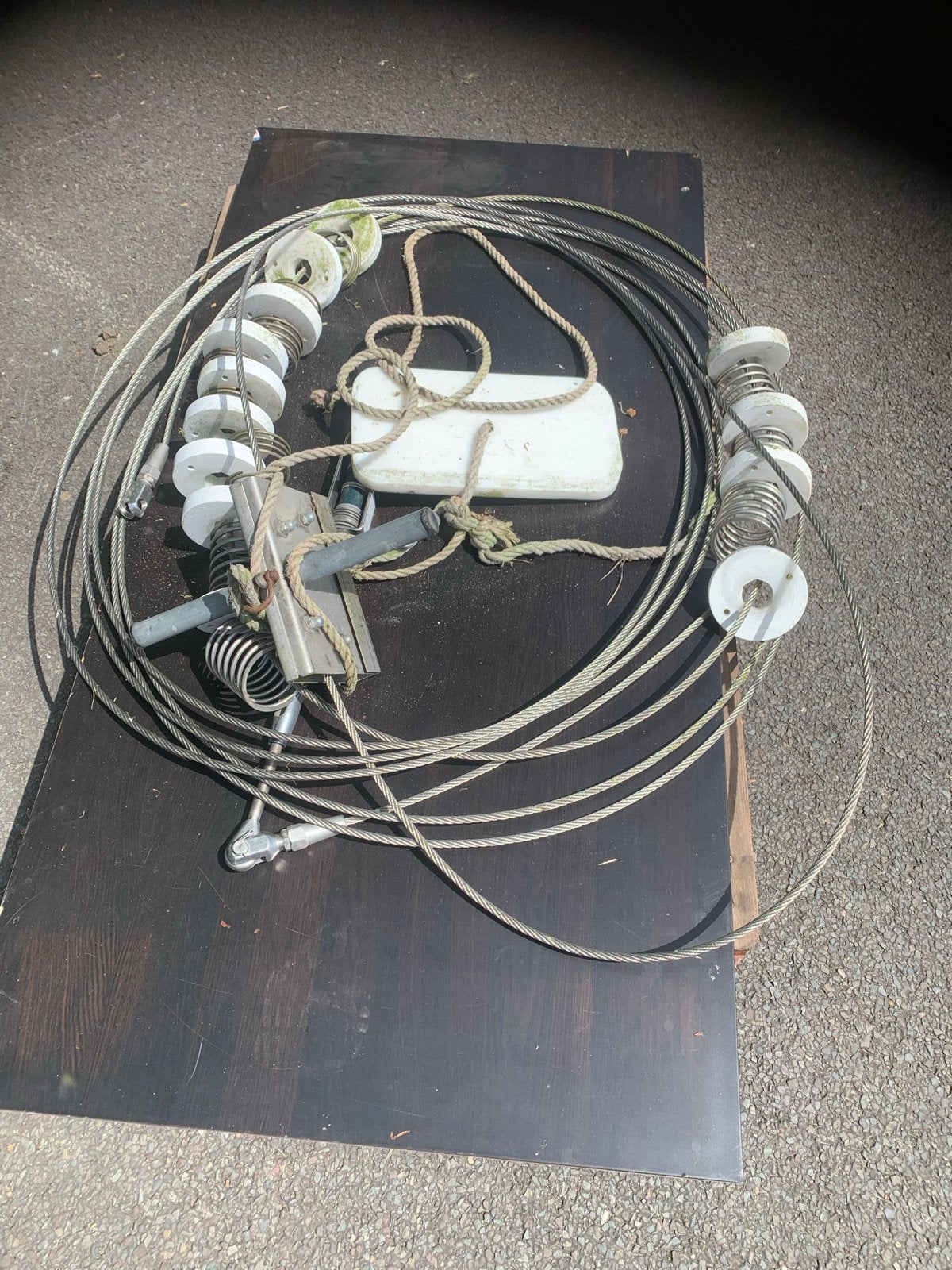 RVS kabel met katrol en met dempers, Ophalen of Verzenden, Zo goed als nieuw
