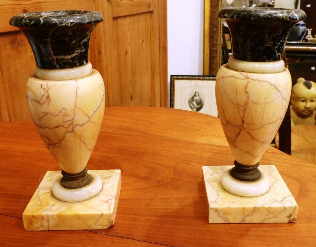 Stel antieke marmeren schouw vazen., Antiek en Kunst, Ophalen