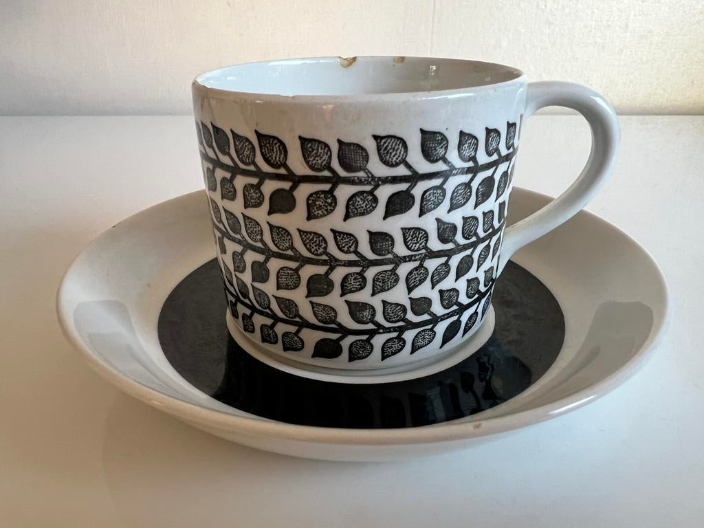Rörstrand MIA DM Kop Schotel Zwart Hertha Bengtsson 50’s, Ophalen of Verzenden