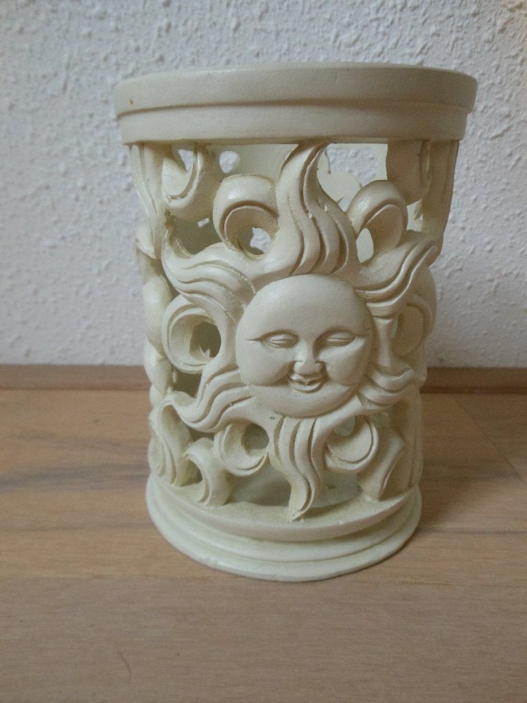 Te koop: Windlicht van steen, rond, wit/beige, zon, Overige materialen, Windlicht, Beige, Ophalen of Verzenden