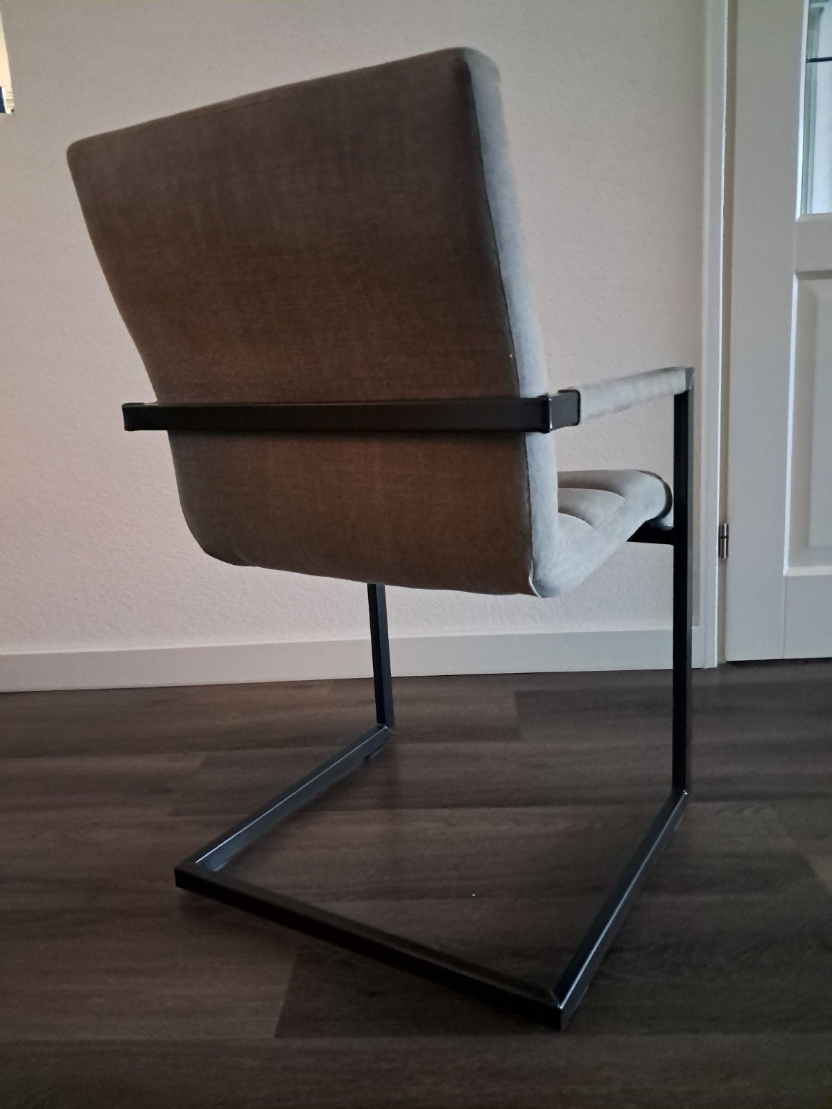 6 Eetkamerstoelen - Grijs met zwart metalen frame, Ophalen, Zo goed als nieuw, Metaal, Modern industrieel