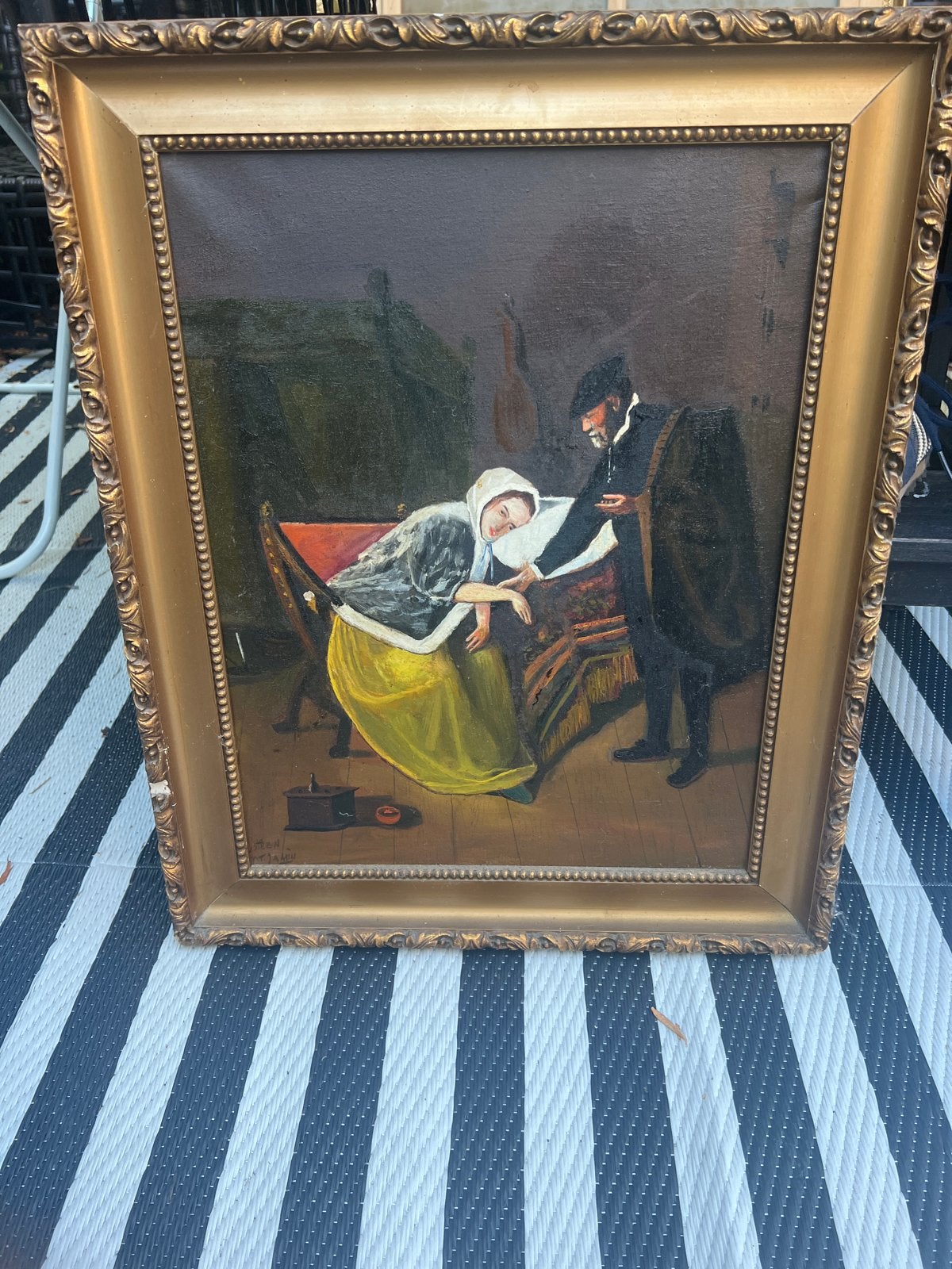 Klassiek schilderij: De zieke  vrouw . NA Jan Steen, Antiek en Kunst, Kunst | Schilderijen | Klassiek, Doek, Portret of Personen