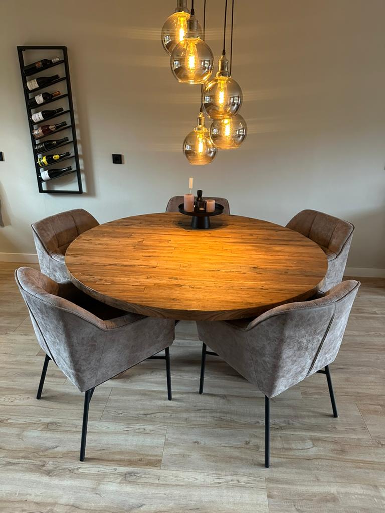 Kötter Living ronde eettafel 150 cm met 5 stoelen, Ophalen, 100 tot 150 cm, 150 tot 200 cm, Rond