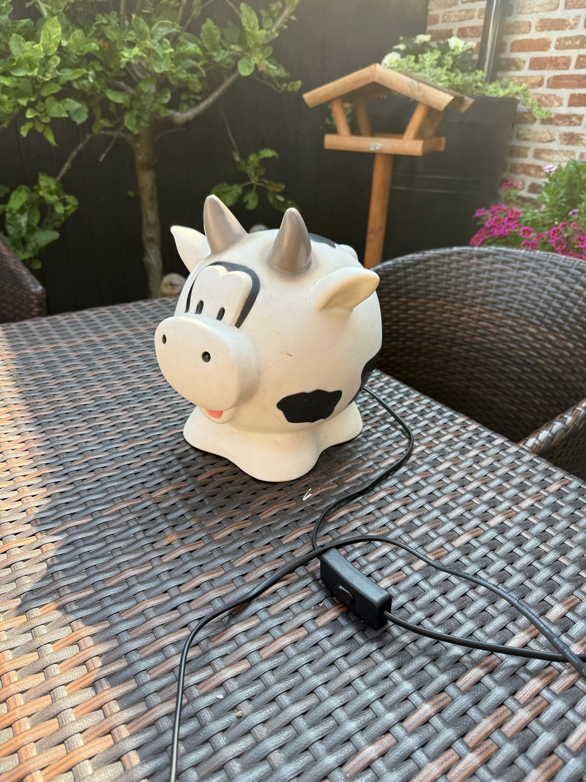 Leuke vintage kinderlampen: koe en varken, Met schakelaar, Overige merken, Gebruikt, Kunststof