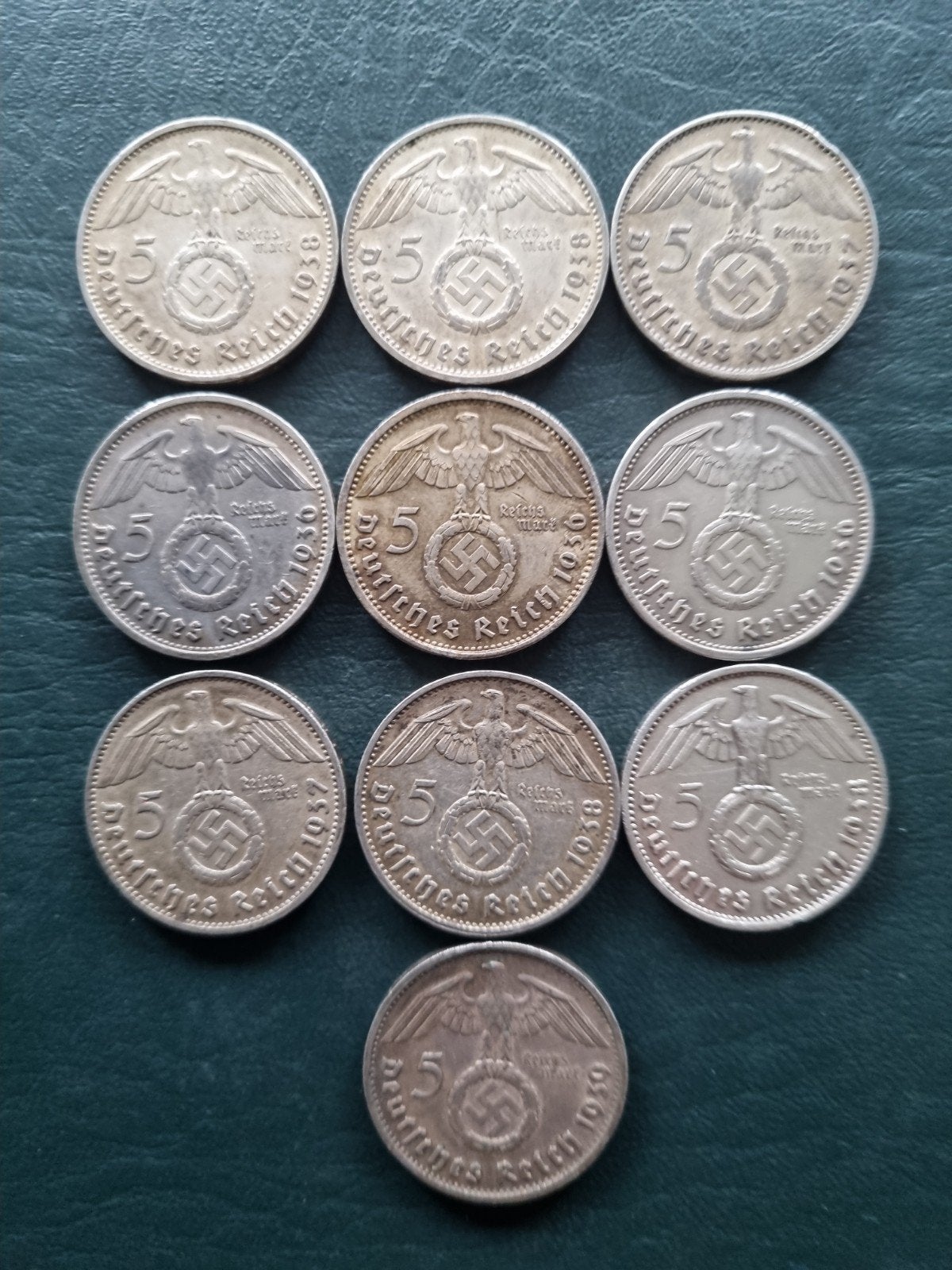 Duitsland 10 stuks 5 reichsmark zilver type 1936-1939, Ophalen of Verzenden, Duitsland, Zilver
