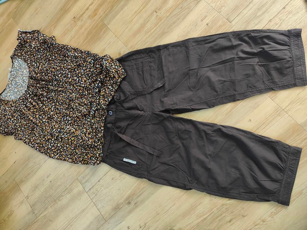Zomer set dames: Le Ble en Herbe broek & So Soire shirt XL, Bruin, Maat 46/48 (XL) of groter, Ophalen of Verzenden, Zo goed als nieuw