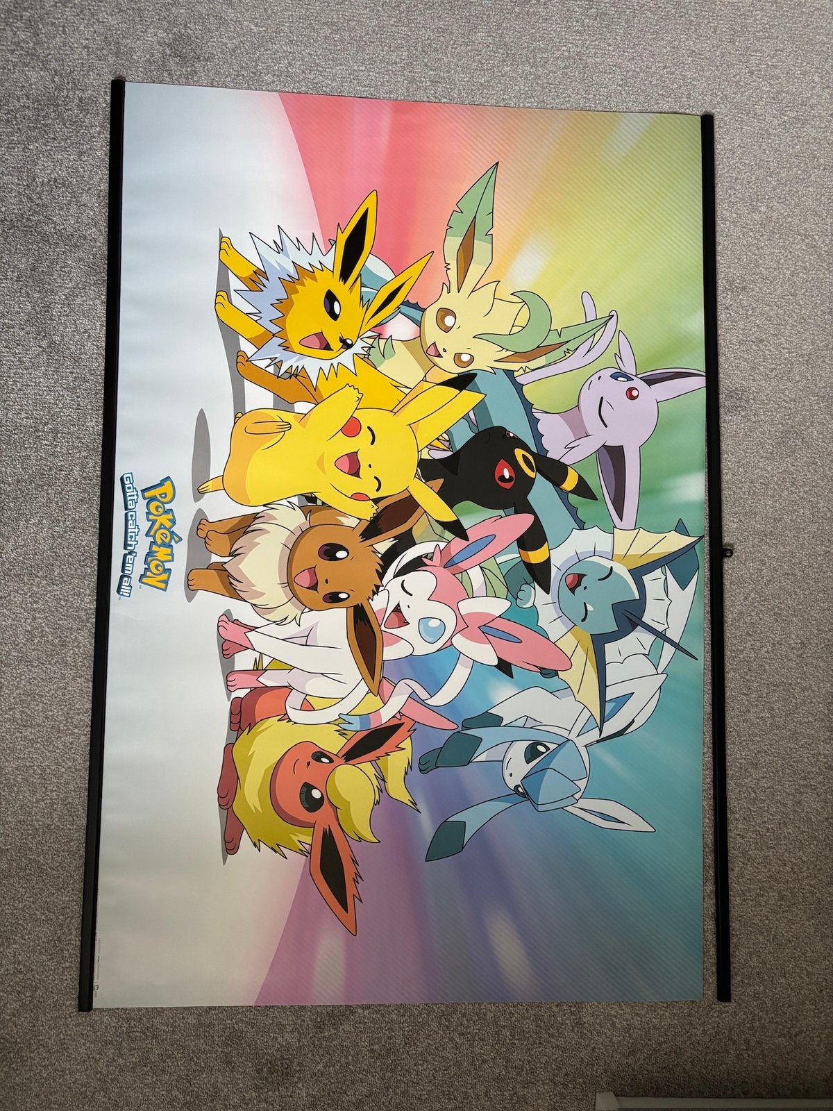 Pokemon poster 90x60 met zwarte houder, Met lijst, Rechthoekig Liggend, Ophalen of Verzenden, Zo goed als nieuw