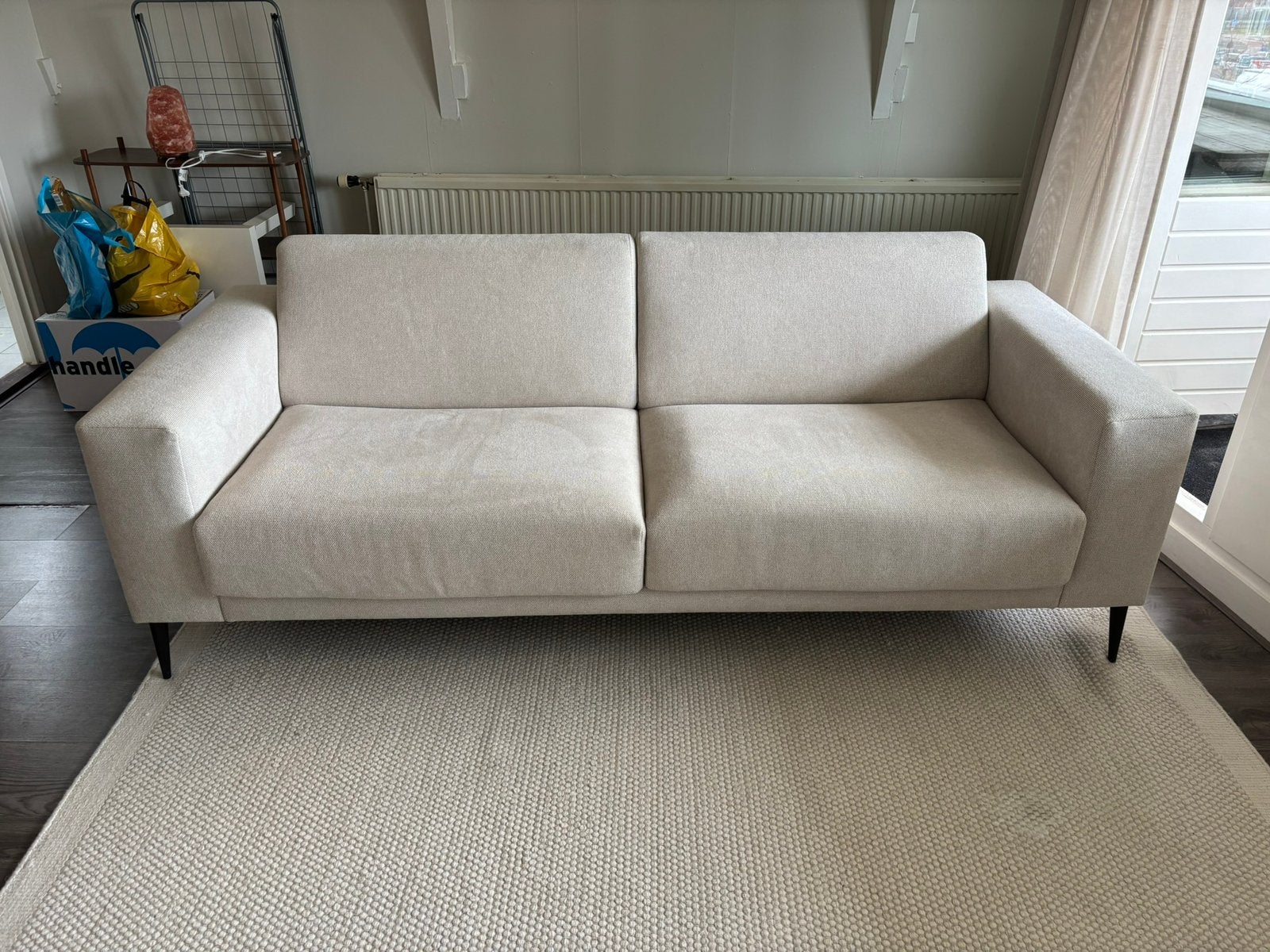 Beige 3-zitbank vrijwel nieuw, zonder vlekken!, Ophalen, Driepersoons, 75 tot 100 cm, Zo goed als nieuw