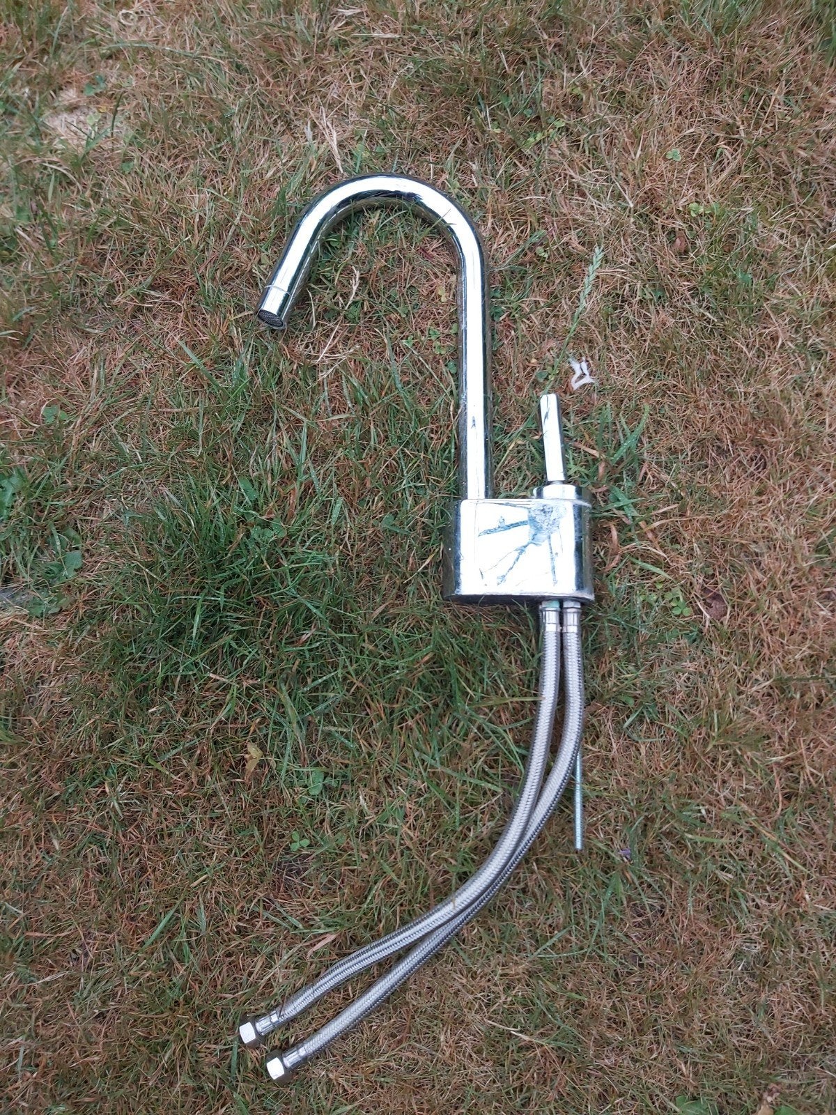 Chroom Kraan met Flexibele Slangen, Ophalen of Verzenden, Gebruikt, Chroom, Kraan