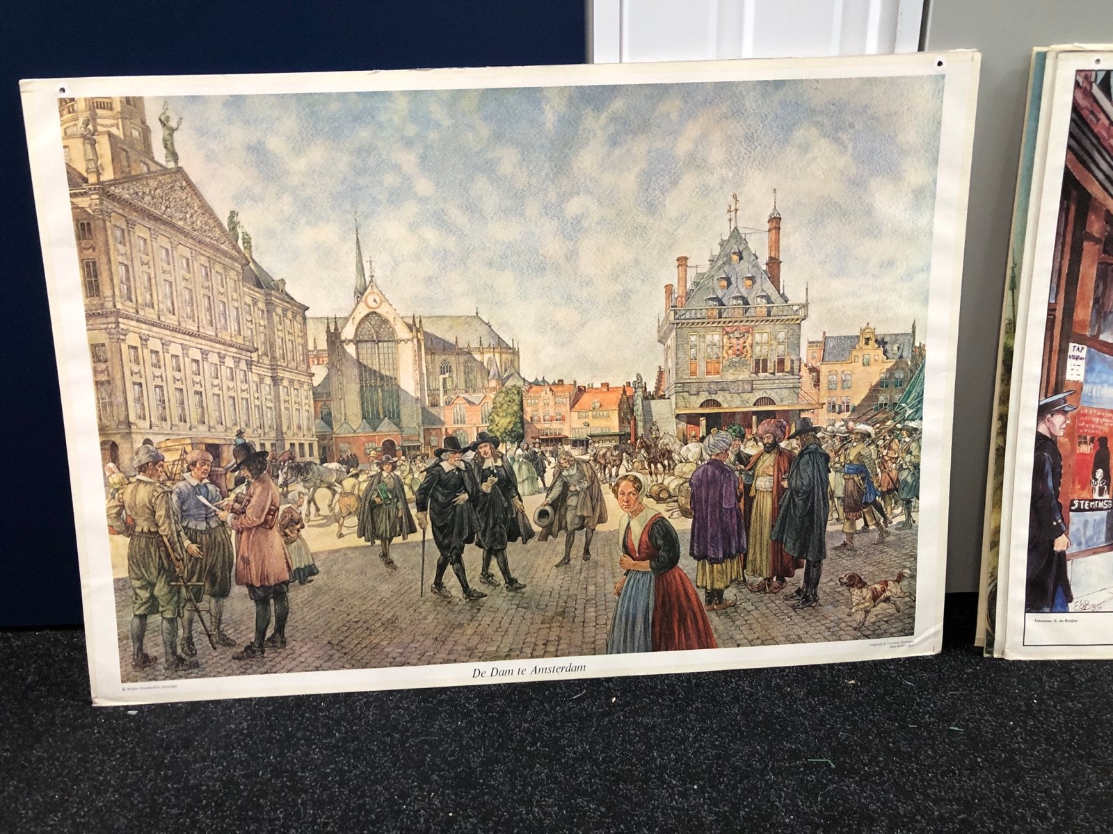 Historische prent: De Dam te Amsterdam, Antiek en Kunst, Ophalen of Verzenden, Stad- en Dorpsgezichten