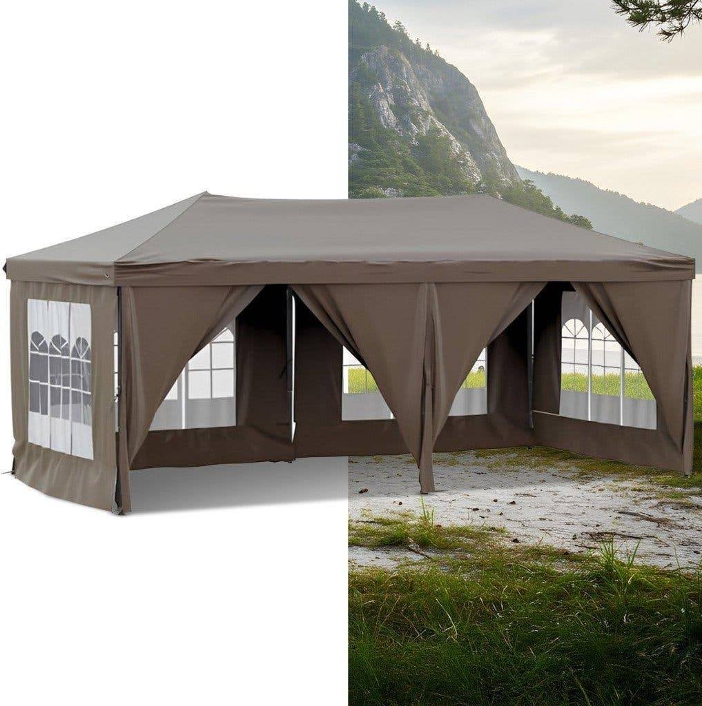Partytent, Paviljoen, 3x6, opvouwbaar, Met Zijwanden, Taupe, Opvouwbaar, Partytent, Minder dan 4 meter, Nieuw