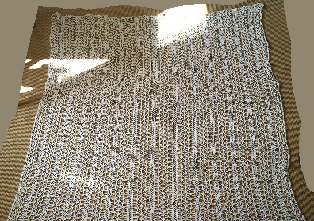 Vintage retro sprei in 100% wit katoen, gehaakt, Katoen, Gebruikt, Wit, Gehaakt