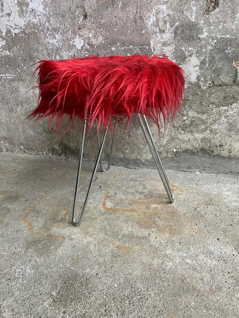 Fluffy 60s stool / hairpin kruk , 2 in voorraad, Huis en Inrichting, Krukjes, Gebruikt, Staal, Onbekend, Ophalen of Verzenden
