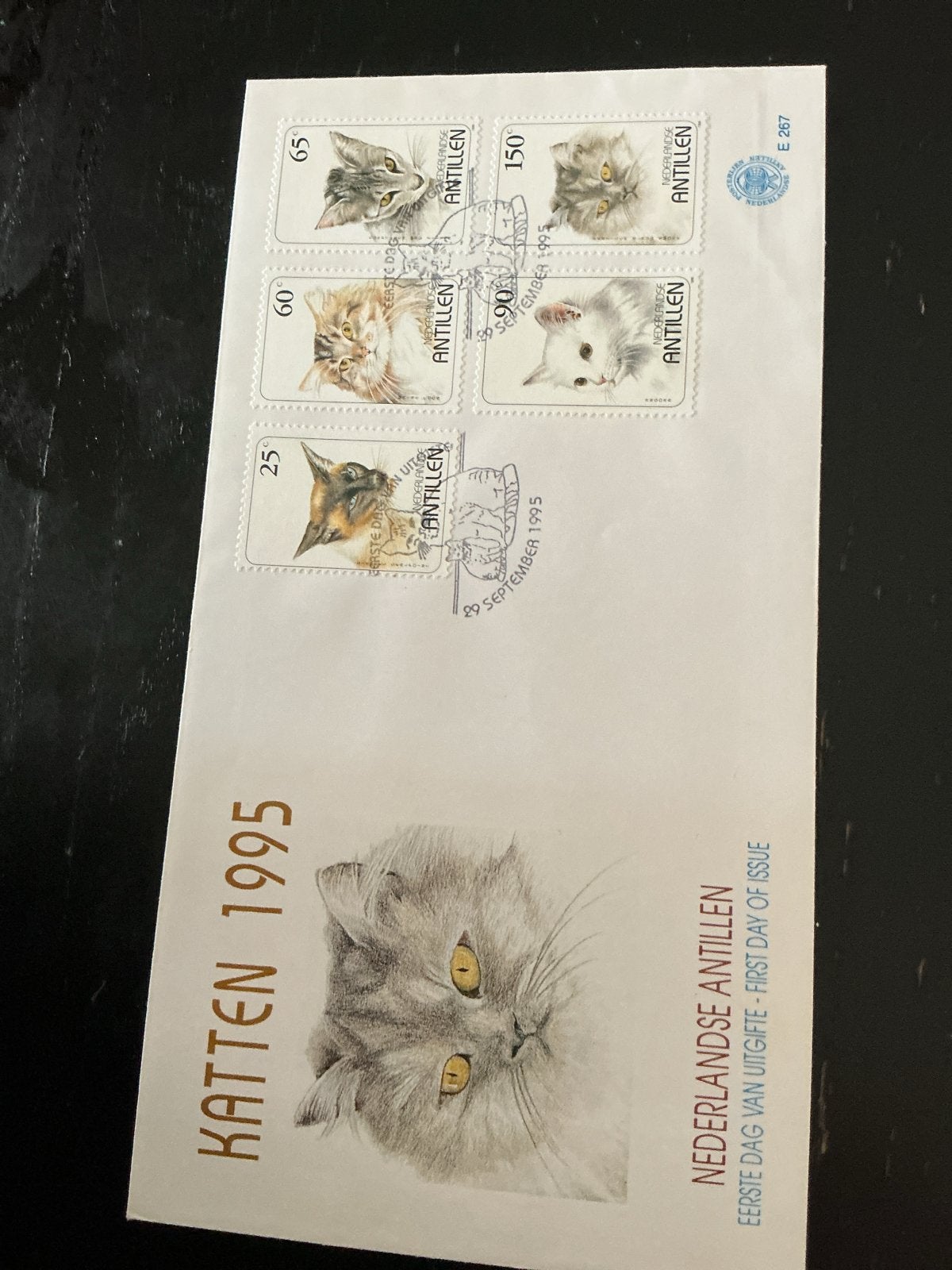 Nederlandse Antillen Katten 1995 Eerste Dag van Uitgifte, Postzegels en Munten, Postzegels | Eerstedagenveloppen, Ophalen of Verzenden