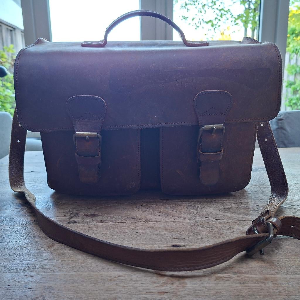 Ruitertas schooltas, 30 tot 40 cm, Bruin, Aktetas of Boekentas, Ophalen of Verzenden
