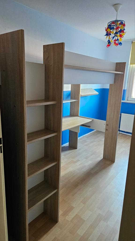 Hoogslaper met bureau en kast, Huis en Inrichting, Slaapkamer | Stapelbedden en Hoogslapers, Ophalen, Gebruikt, Hoogslaper, Eenpersoons