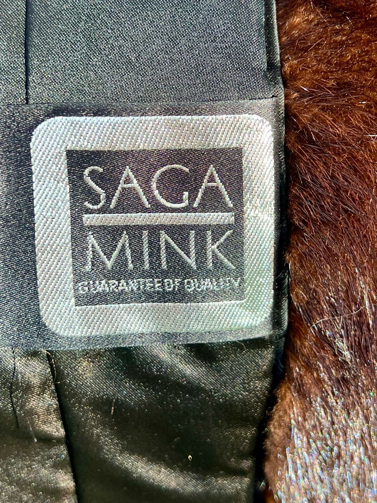 Originele Saga Mink Guaranteed Quality driekwart Bontjas, Verzenden, Gedragen, Maat 46/48 (XL) of groter, Bruin