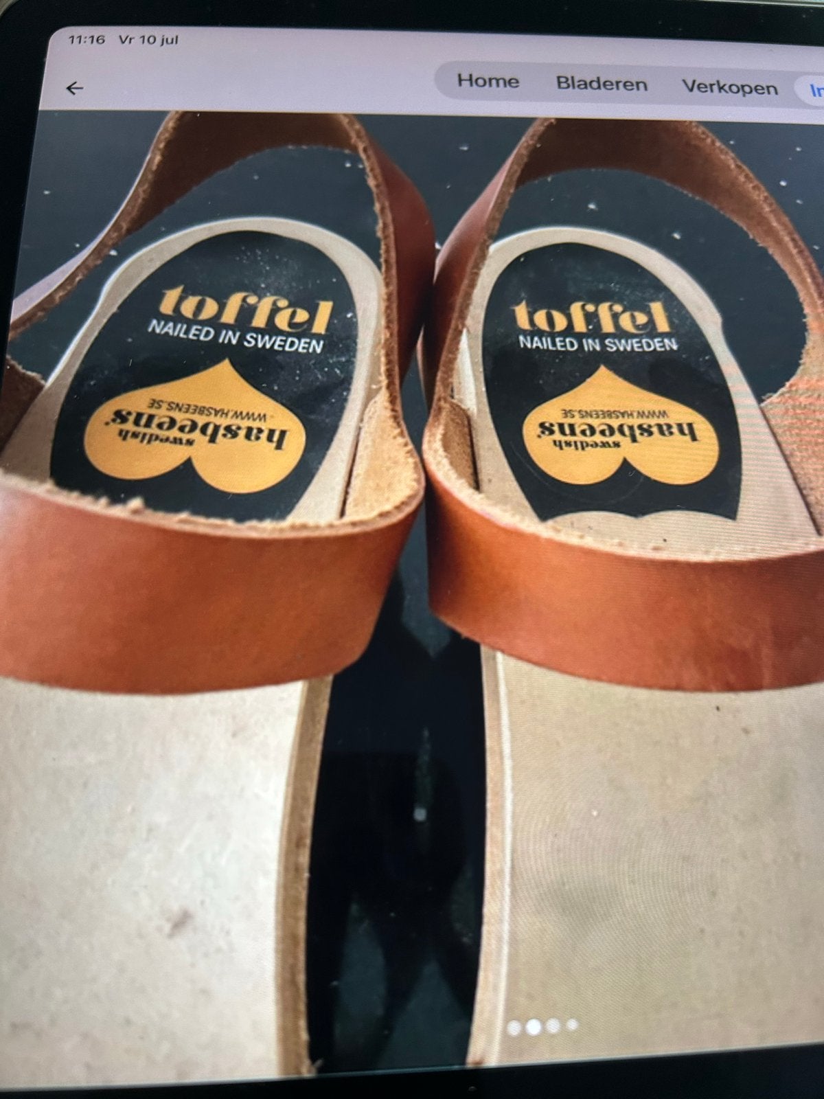 Originele Zweedse leren Hasbeens Toffel sandalen maat 41, Kleding | Dames, Schoenen, Bruin, Zo goed als nieuw, Sandalen of Muiltjes