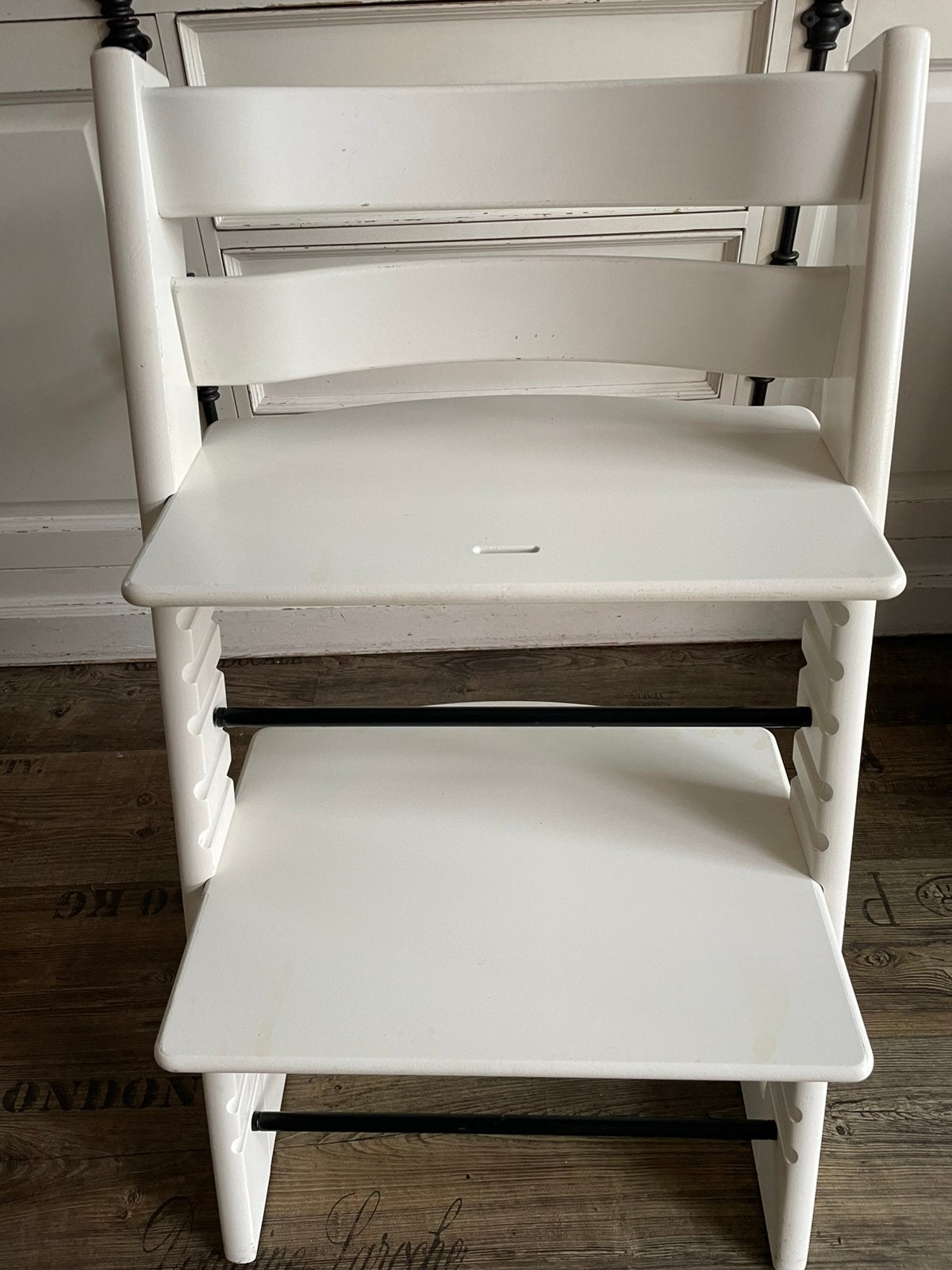 Stokke Tripp Trapp kinderstoel,origineel wit, nieuwste model, Ophalen, Zo goed als nieuw, Meegroeistoel, Aanschuifbaar