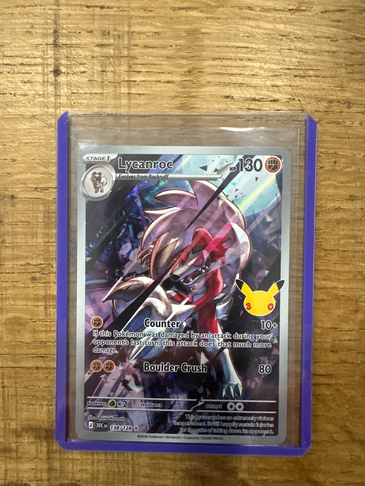 Pokemon Lycanroc Celebrations 25th Anniversary Kaart, Ophalen of Verzenden, Zo goed als nieuw, Losse kaart