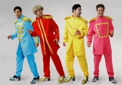 Kostuum Beatles Sgt. Pepper’s - Paul McCartney – blauw pak, Ophalen of Verzenden, Zo goed als nieuw, Pak of Jurk
