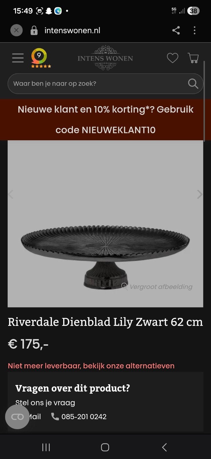 Riveldale dienblad, Huis en Inrichting, Woonaccessoires | Dienbladen, Ophalen of Verzenden, Zo goed als nieuw, Rond
