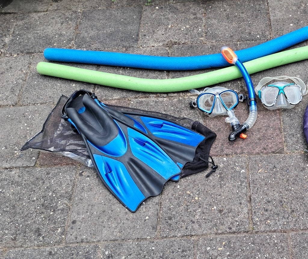 Snorkelset +Zwemnoodles, Watersport en Boten, Ophalen, Gebruikt, Snorkelset