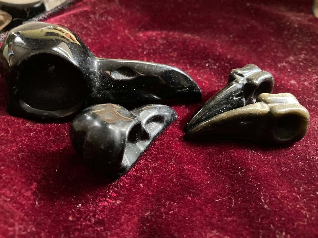 Kristallen Schedel Raaf Zwart Obsidiaan, Ophalen of Verzenden, Mineraal