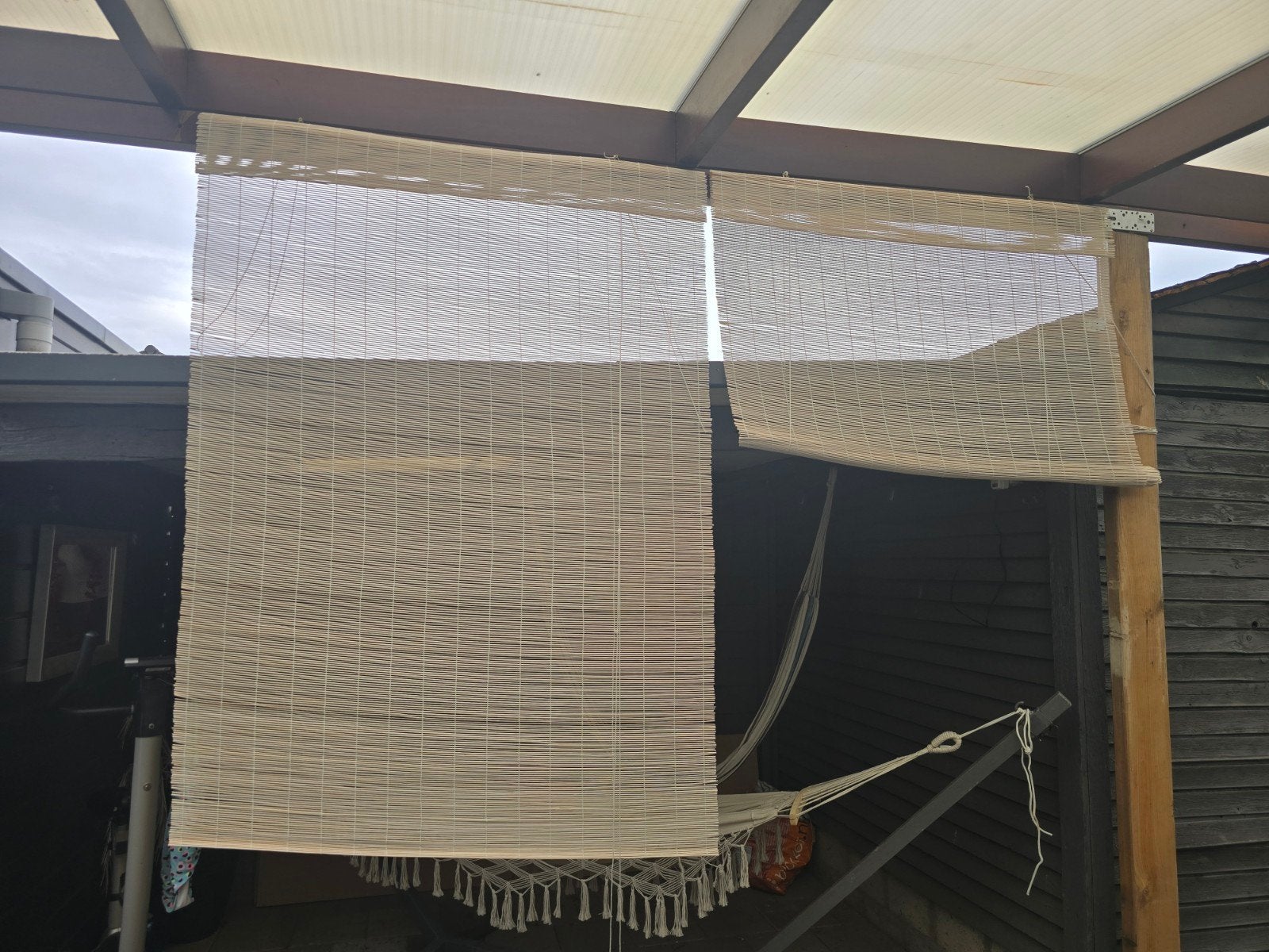 Bamboe rolgordijn / zonwering voor buiten, Gebruikt, Overige typen, Ophalen of Verzenden, Minder dan 250 cm