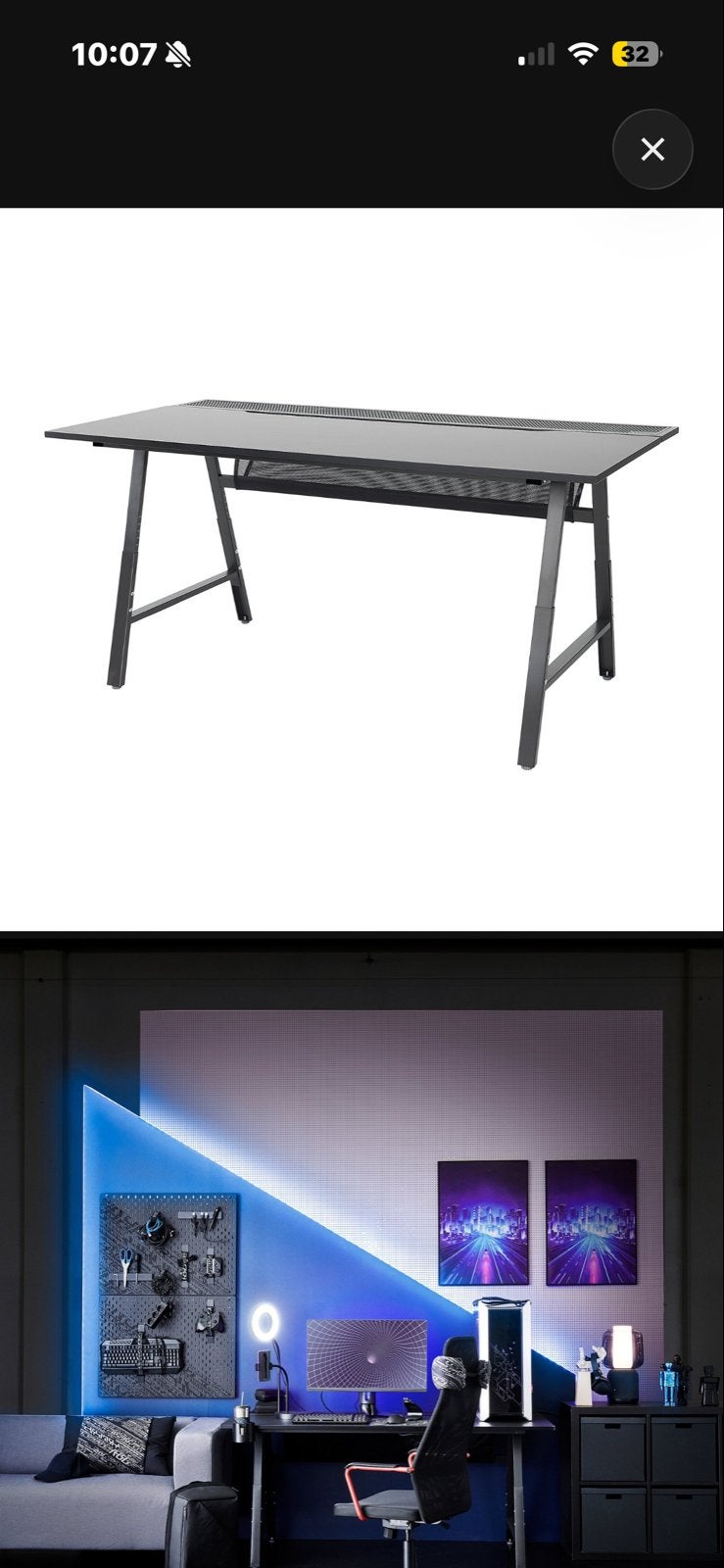 IKEA Utespelare gaming bureau - gratis af te halen, Ophalen, In hoogte verstelbaar, Gebruikt