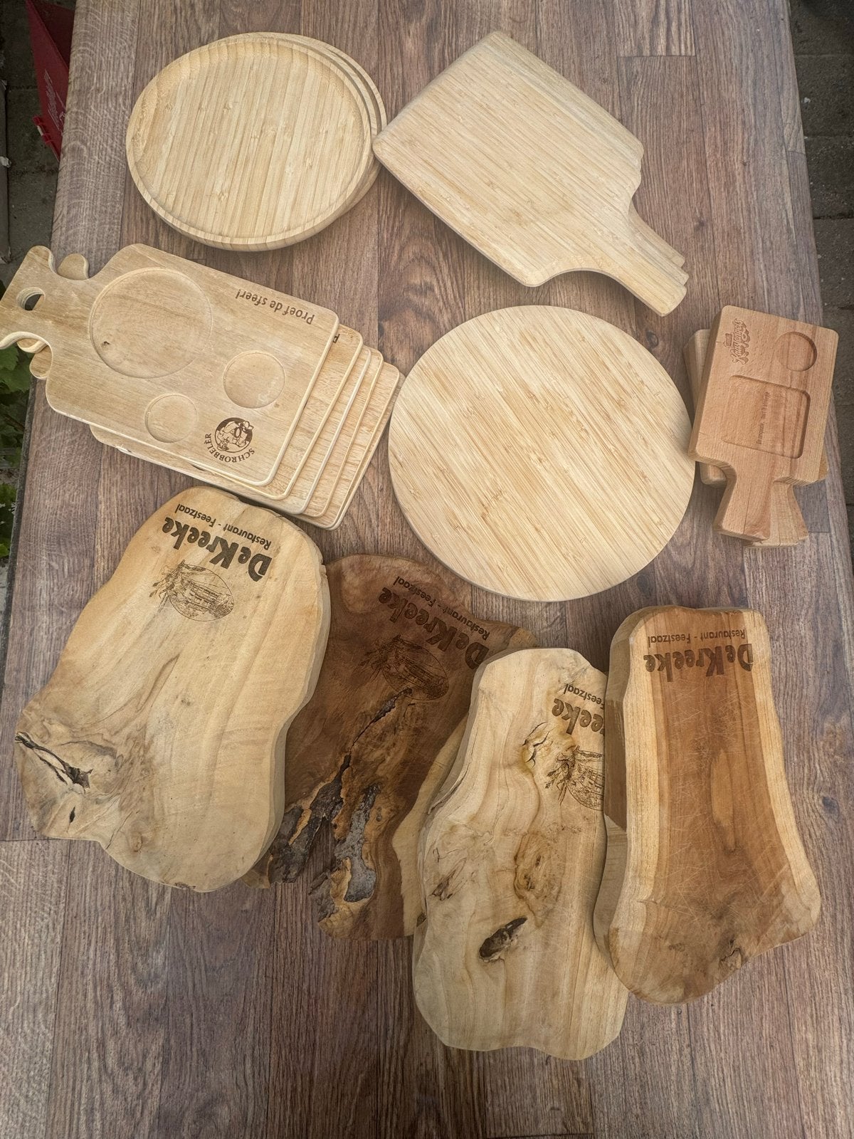 Diverse Tapasplanken Set - Houten en Bamboe, Gebruikt, Hout, Snij-/serveerplank, Ophalen of Verzenden
