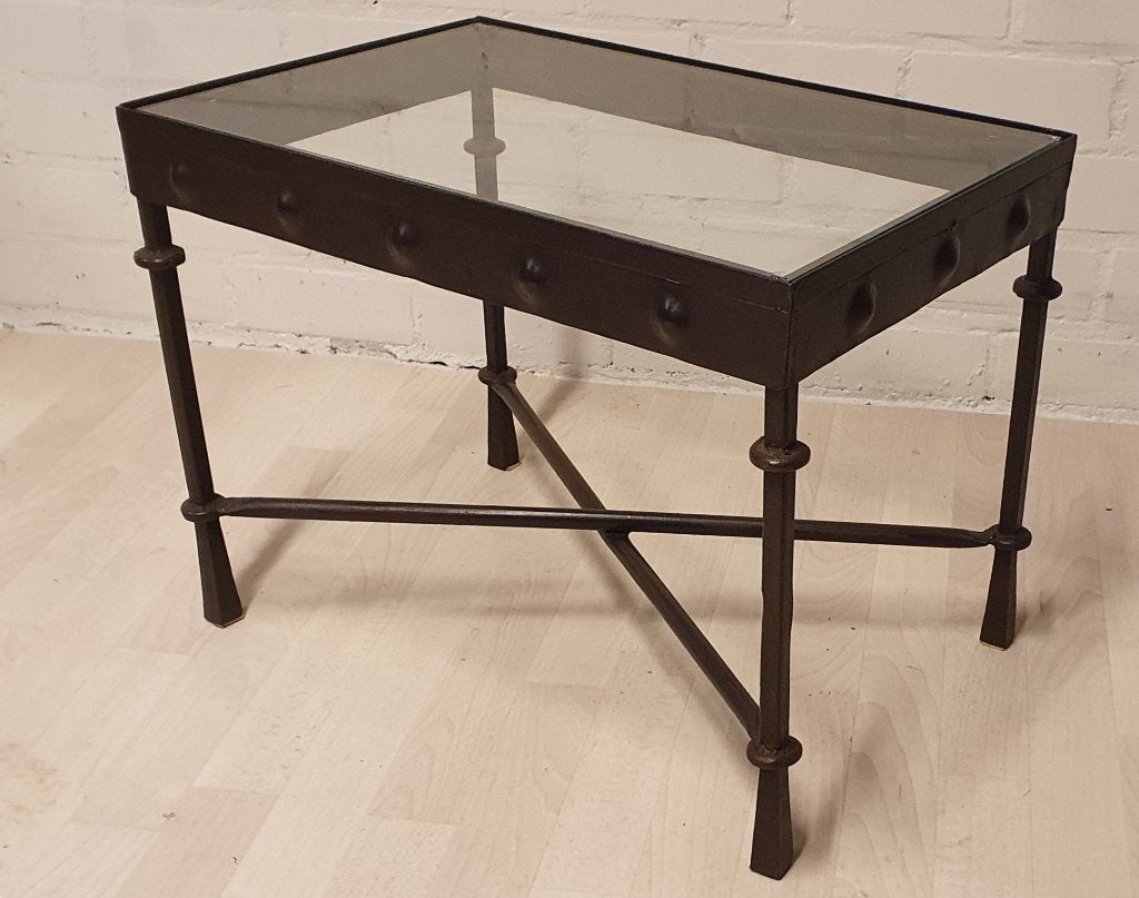 bijzettafel brutalist design stijl, Huis en Inrichting, Gebruikt, Metaal of Aluminium, 55 tot 75 cm, Rechthoekig