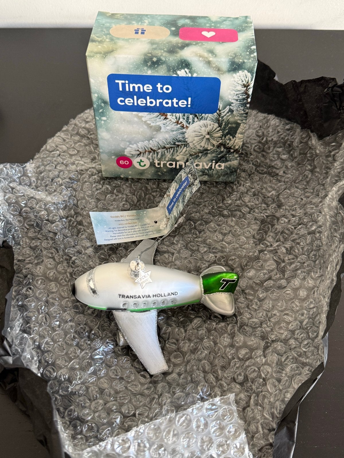 Twee Vondels x Transavia kerstornamenten 2023 & 2024, Ophalen of Verzenden, Nieuw, Schaalmodel