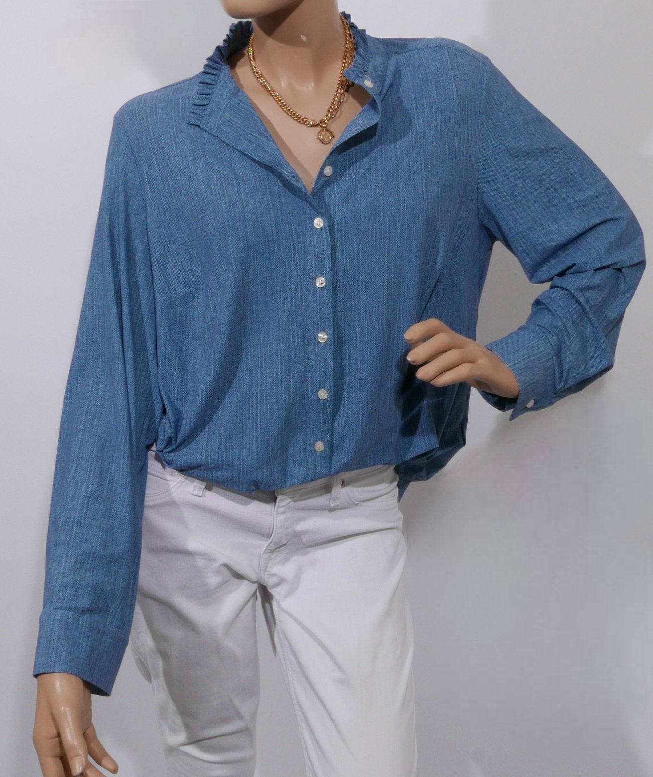 STUDIO ANNELOES blauwe travelstof blouse maat XL ZGAN, Ophalen of Verzenden, Zo goed als nieuw, Maat 46/48 (XL) of groter, Blauw